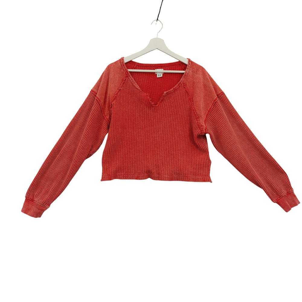BDG Womens Grunge Indie Earthy Waffle Knit Oversize Crop Top XS Edgy Soft Girl